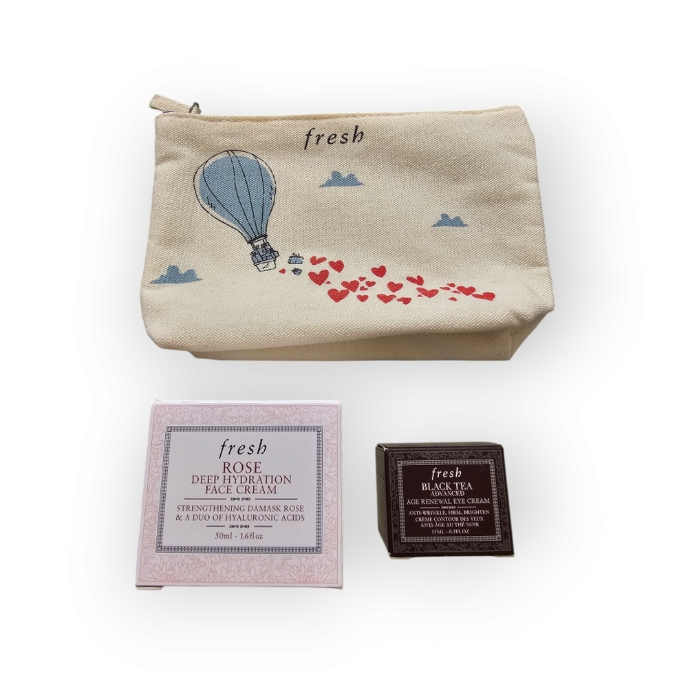Fresh (ROSE DEEP HYDRATIONFACE CREAM+BLACK TEAADVANCED EYE CREAM+BAG) NEW